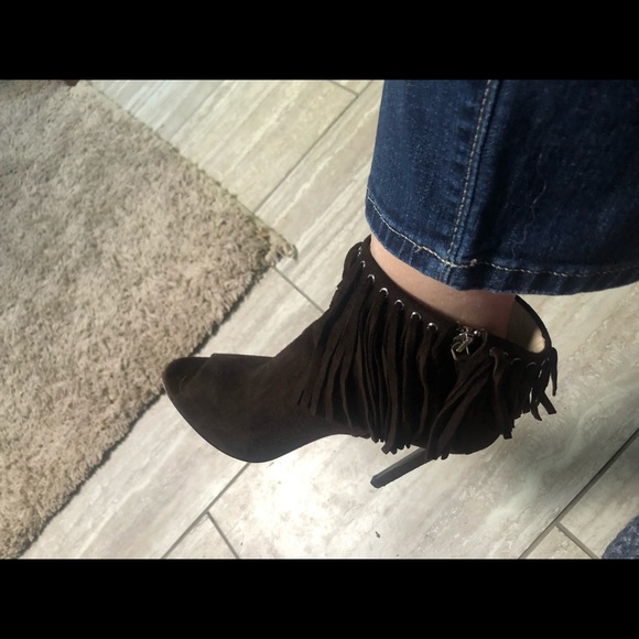 PRADA Dark Brown Fringe Booties Sz 39 - Picture 2 of 11